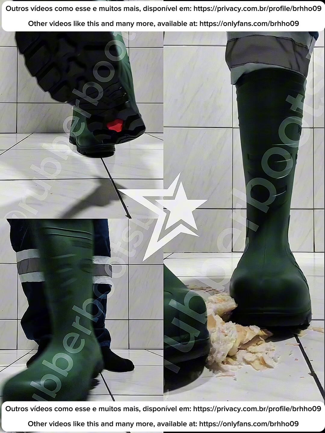 Guy in Green Rubber Boots Crushes Bread