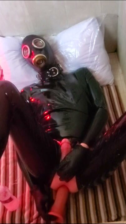 Gimp Solo Play with Rubber Ass Pounding