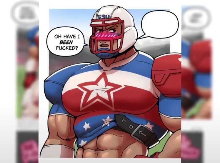 Muscular Football Player Gets Fucked by Two Tops