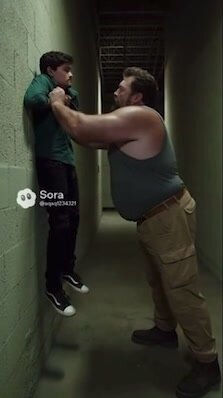 Gay Bear Dominates Twink with Collar Lift and Throat Grip