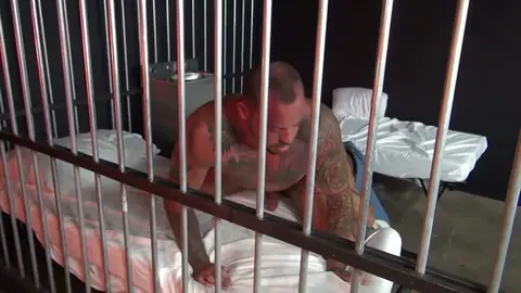 Gay Bear in 3D Jail Scene with Bareback BDSM Sex