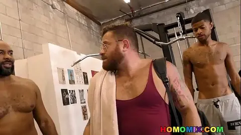 Interracial Gangbang in Private Gym