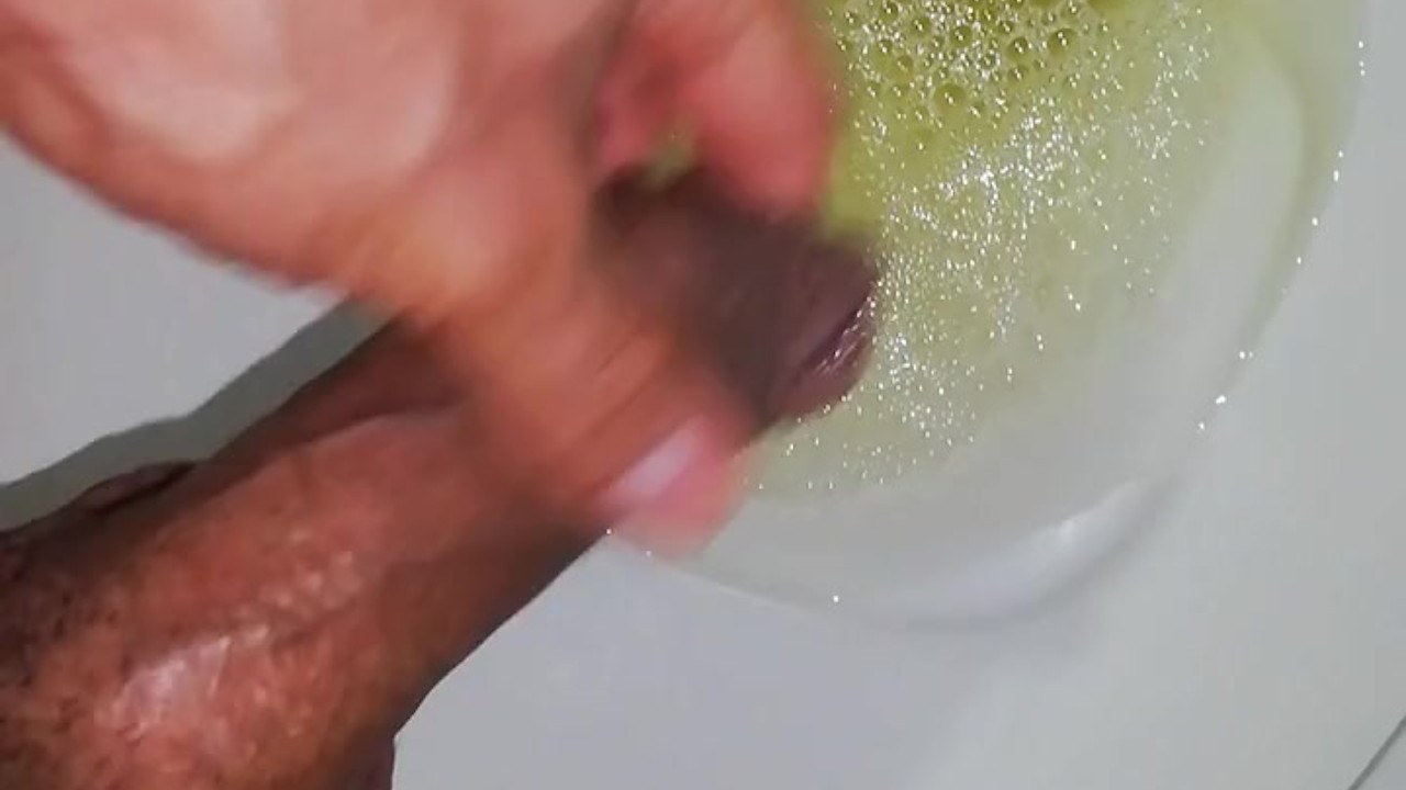 Intense Masturbation with Huge Cock and Pissing
