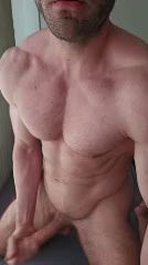 Muscular Dom Teases with Big White Cock