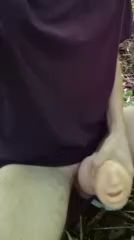 Guy Cums with Toy in Public Forest