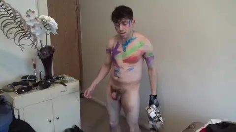 Jock Strips Naked After Body Paint Tease
