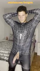 Spiderman Cums Hands-Free with Big Cock
