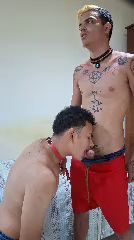 Submissive Bottom Licks Master's Large Cock