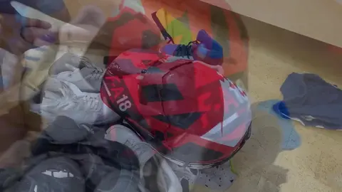 Guy Trashes Sneakers and Cums on Helmet