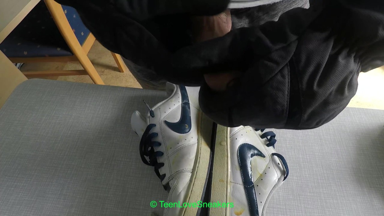 Teenager Ejaculates on White Sneakers