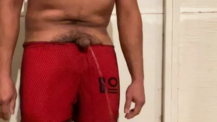 Post-Workout Pissing with Exposed Penis