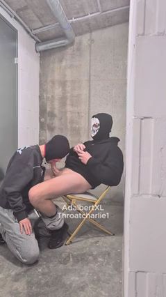 Guy Gets Blowjob in Basement