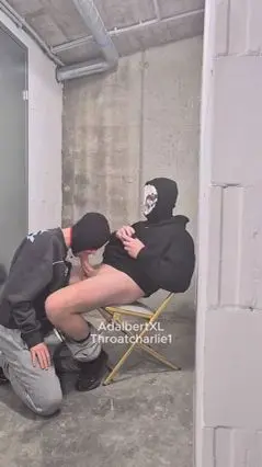 Guy Gets Blowjob in Basement