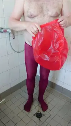 Gay Rubber Fetish with Pantyhose and Incontinence Play