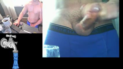 Muscular Guy Edges to Precum and Cumshot