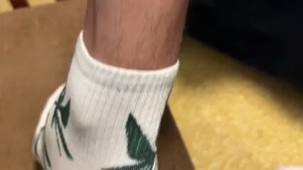 Solo Guy Masturbates in Green Leaf Socks & White Cotton