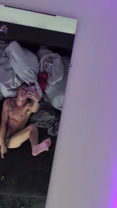 Chav Lad Fucks Himself with Big Black Dildo