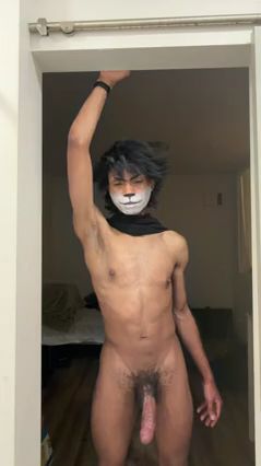 Lion Boy Teases with Cock Exposure