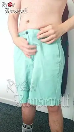 Guy Shows Off Hard Dick in Green Shorts