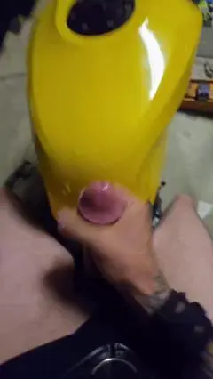 Jock Cums on His Sport Bike