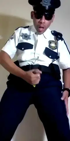 Police Officer in Uniform Gets Hot Cum