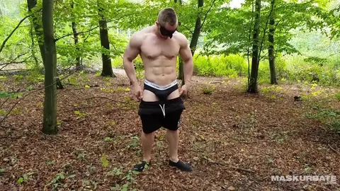 Straight Hunk Jerks Off in Public Park