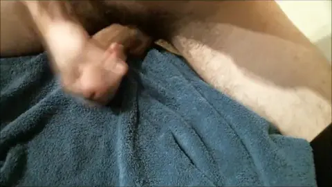Teen Jock Strokes Long Dick to Cum on Towel