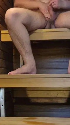 Solo Guy Masturbates in Sauna