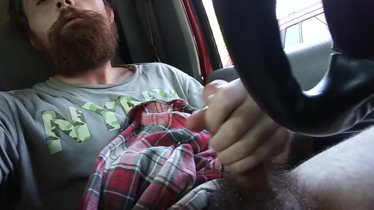 Guy Uses Dildo in Car and Strokes His Cock