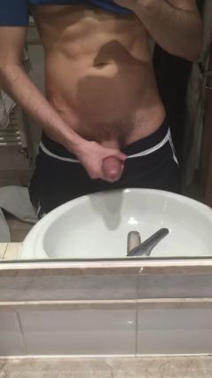 Solo Jerk Off Under Harsh Toilet Stall Lighting
