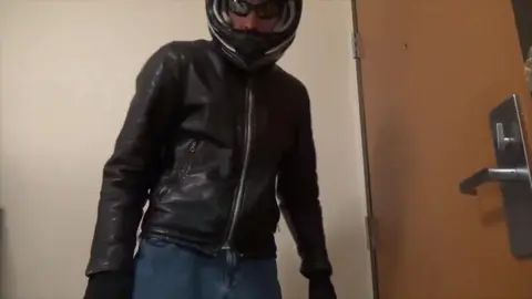 Leather Biker Masturbates Alone