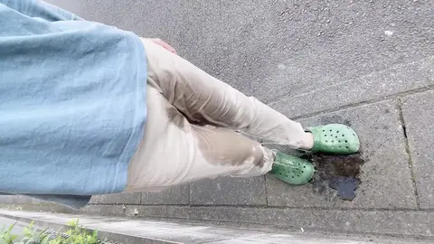 Gay Boy Urinates While Walking