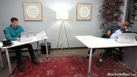 White Office Worker Fucked by 2 Black Cocks