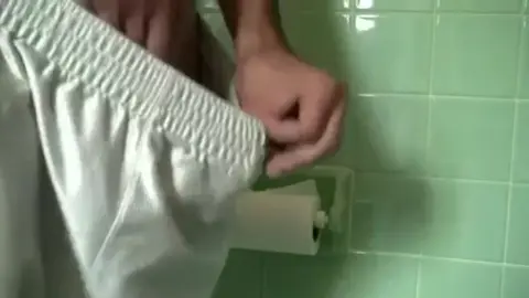 Tommy Strokes His Huge Cock in Bathroom