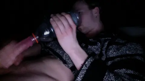Guy Jerks Off into Gatorade Bottle