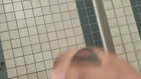 Guy Masturbates in Public Shower