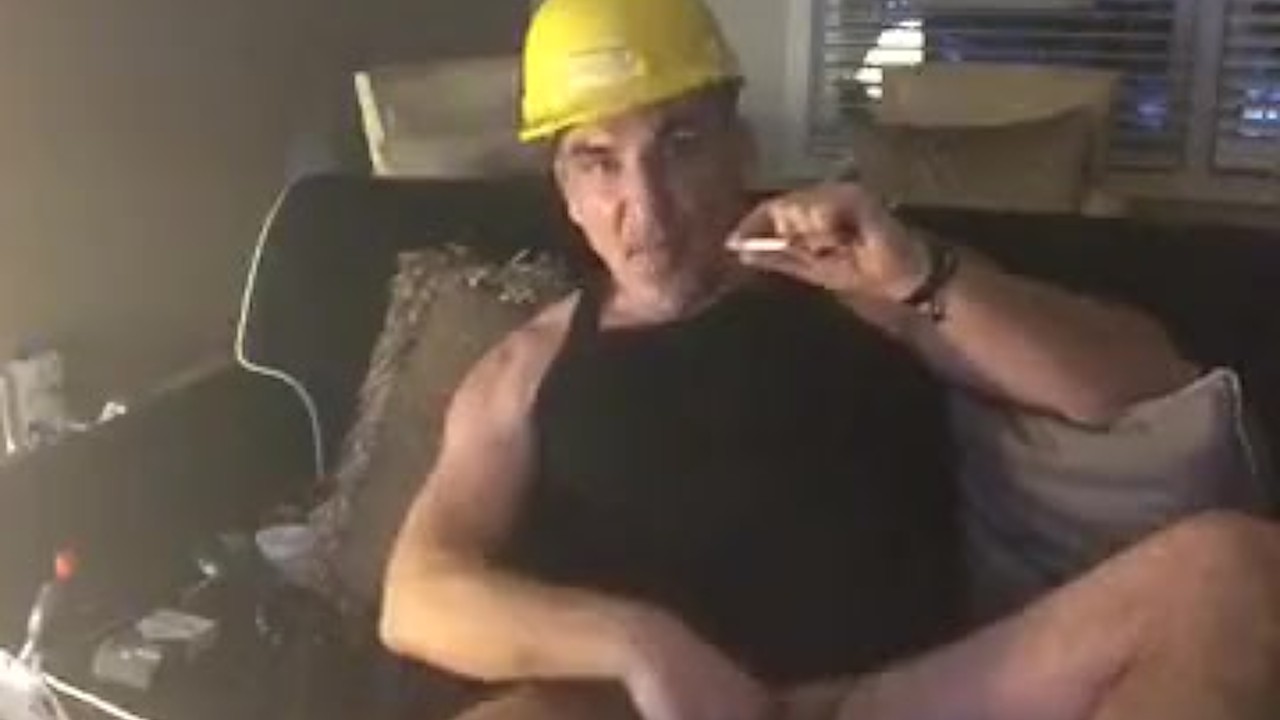 Construction Worker Jerks Off in Smoke