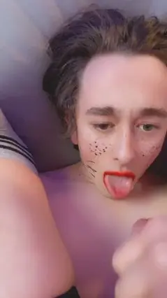 Femboy Masturbates to Oral Cumshot