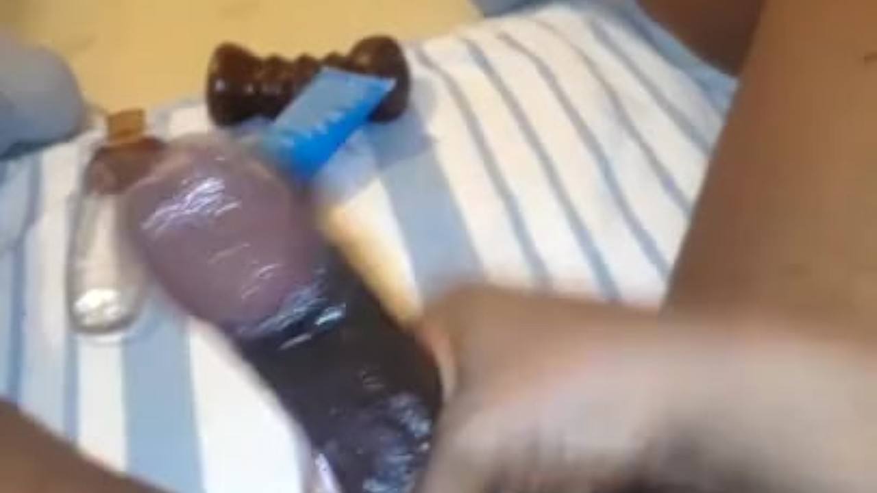 Guy Strokes Greasy Cock in Closeup