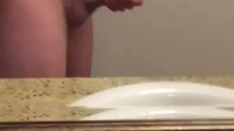 Guy Jerks Off in Front of Bathroom Mirror