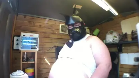 Muscular Top Fucks Submissive Pup with Dildo