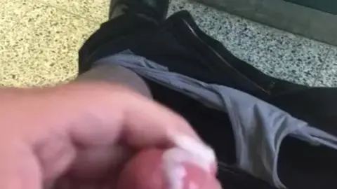 College Guy Jerks Off in Bathroom