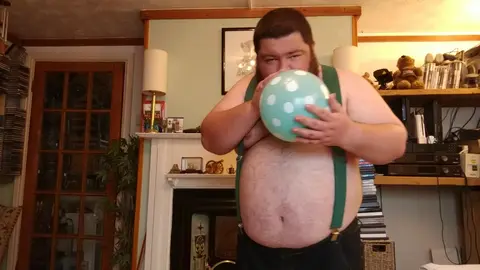 Gay Twink Inflates Belly with Balloon