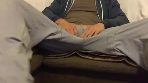 Guy Jerks Off on Couch