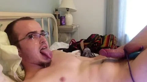 Gay Guy Gives Hands-Free Facial with Cock Tie and We Vibe