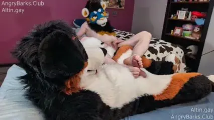 Hairy Guy Gives Teasing Handjob to AngryBarks