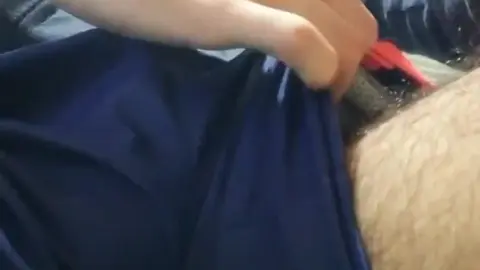 Guy Masturbates in Sports Pants and Eats Cum