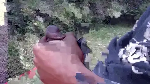 Two Guys Jerk Off on Bike Trail by River