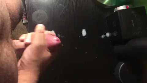 Chubby Guy Masturbates to Orgasm on Desk