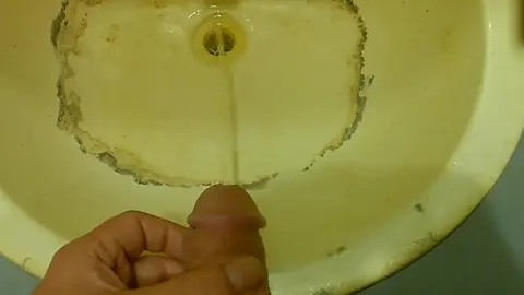 Man Urinates in Sink for Male Piss Fetish